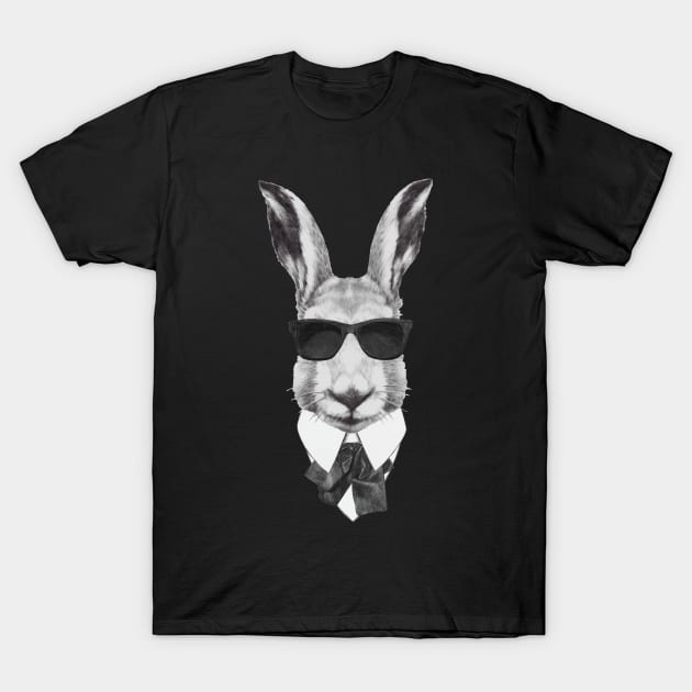 Rabbit In Black T-Shirt by AnimalsFashion